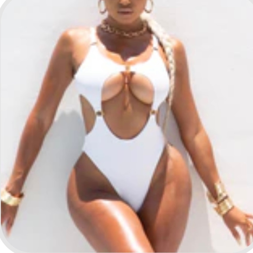 White one piece bathing suit
